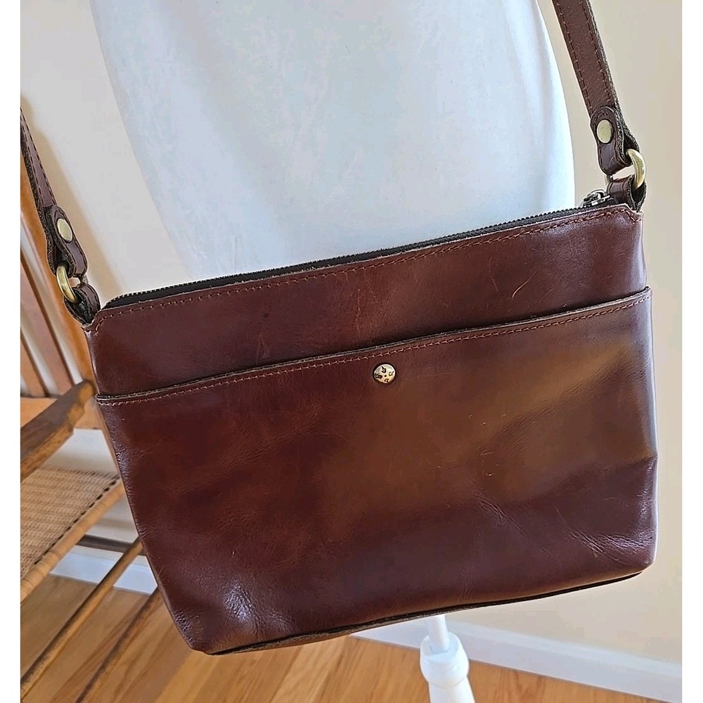 VTG PATRICIA NASH Kirby Leather Front Pocket Large Crossbody Bag Brown VGUC - Picture 11 of 16